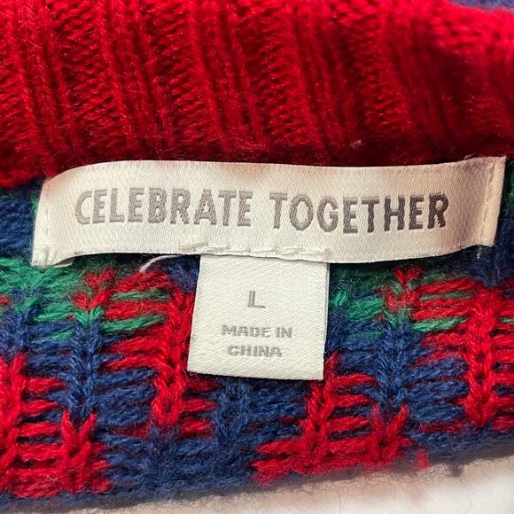 Celebrate Together Space Santa Claus Astronaut Ugly Christmas Sweater Large - Picture 4 of 5